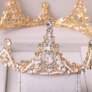 Diadème baroque en strass RE4117, couronne de mariée faite à la main pour les Quinceañeras - Product Image 5