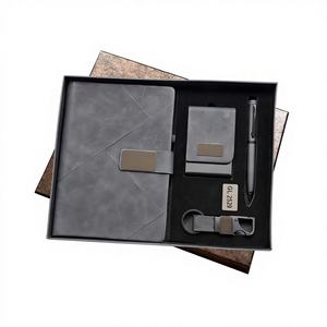 Elegant Design Custom Logo A5 Leather Notebook Card Holder Pen Key Chain Gift <b>Box</b> Set Promotional Business Christmas Handmade - Product Image 1