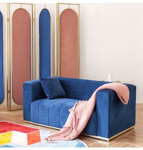 Style italien Simple Lumière Luxe Salon Sectionnel Unique <span class=keywords><strong>Causeuse</strong></span> Petit Canape <span class=keywords><strong>Moderne</strong></span> Velours Bleu Canapé Personnalisé - Product Image 2