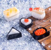 Supplier Gantungan Kunci Resin Makanan Jepang 3D Bentuk Donat Permen Lolipop Flatback, Salmon Sushi, Wine, Ikan, Nasi Kepal, Ramen