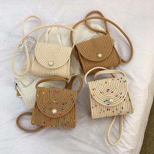 Handmade Cotton Rope Woven Bag Horizontal <b>Square</b> Cover Type Bohemian Crossbody Small Bag Everyday Outfits Portable Summer 2022 - Product Image 1