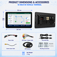 Terminal de véhicule Android 10,1 pouces simple DIN pour flotte, 4G LTE GPS, CarPlay sans fil, Android Auto, DSP, SIM unique en option, DVR
