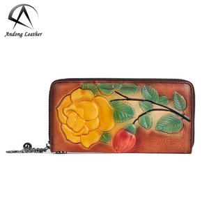 Portefeuille pour femmes Andong Rose embossé, sac à main à fermeture éclair, style rétro européen, portefeuilles longs, porte-monnaie - Product Image 5