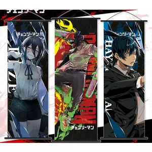 70*25CM Canvas Manga Wall Art Banner Cartoon Flag Hanging Pictures Chainsaw Man Anime Poster Wall Scroll