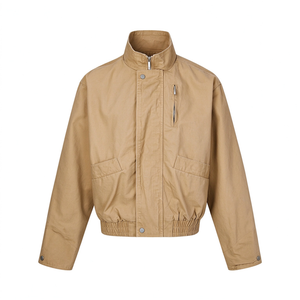 Blouson Bomber Homme Personnalisé en Toile, Coupe Oversize, Col Montant, Fermeture Éclair, Style Workwear Vintage, Veste Décontractée Utilitaire TKAN1001 - Product Image 3