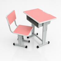 Meubles scolaires ergonomiques pour étudiants, ensemble bureau et chaise pour salle de classe, bureau et chaise d'école réglables, plateau en bois