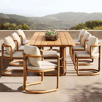 Ensemble de salle à manger d'extérieur moderne et durable en teck, table et chaises, pour patio, jardin, appartement, imperméable, fabriqué en Chine Haoqi
