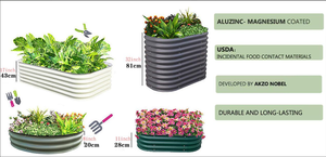 Dropship 11-Inch Tall Modular Metal <b>Raised</b> <b>Planter</b> Bed Large Oval Outdoor Planting Box for Patio or Garden - Product Image 4
