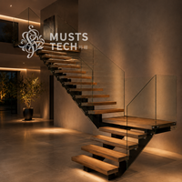 Résidence de luxe, architecture minimaliste, fabrication sur mesure, solution technique, escalier mono-tringlerie