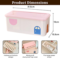 Boîte de rangement de gestion de multiprise de bureau personnalisable organisateur de fil de prise de câble en plastique poubelle décorative de couverture d'artefact