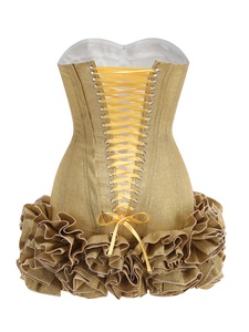 Vestito da Cocktail da festa per celebrità con <span class=keywords><strong>Mini</strong></span> lunghezza decorato floreale con spalline rosse senza schienale senza spalline di nuova moda <span class=keywords><strong>oro</strong></span> - Product Image 2