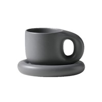 Ensemble tasse à café et soucoupe en céramique mignonne et originale de style nordique, tasse à thé au design unique, tasse en céramique personnalisée pour cadeau
