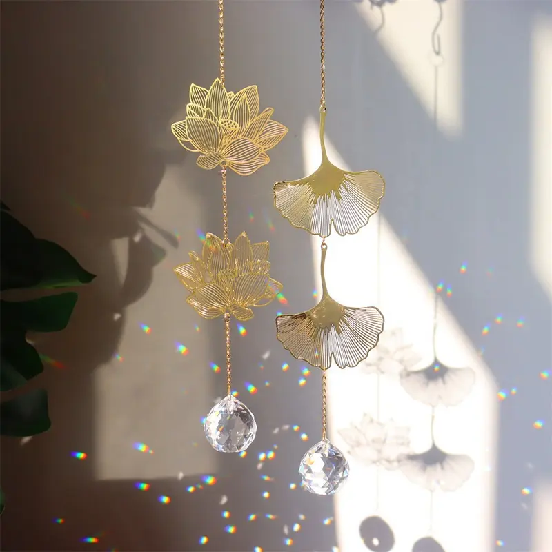 Suncatcher Craft Sun Catcher Hanging Room Decor Leaf Lotus Pendant Rainbow Maker Sun Catcher
