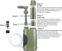 Filtre à eau portable DELANHUWI pour le camping en plein air, en plastique ABS, filtration en 3 étapes, kit d'urgence pour eau de pluie/lac/ source, haute performance
