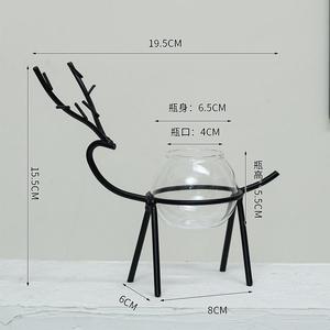 Jardinière en verre de bureau Vase hydroponique Vase à ampoule avec support pour la décoration de la maison Support de terrarium de plante d'oiseau créatif moderne - Product Image 6