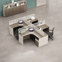 Ensemble de chaises de bureau modernes de l'usine de meubles de Foshan, bureaux informatiques ergonomiques avec rangement, postes de travail en bois pour le personnel
