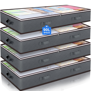Cajas de almacenamiento para Cama grande, organizador plegable con cremallera, bolsas de almacenamiento de ropa debajo de la cama gruesas y transpirables - Product Image 1