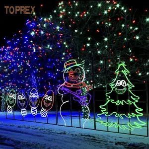 Toprex زينة عيد الميلاد المتحركة المضاء سانتا و الرنة ل سقف مع زلاجات Led 2d في الهواء الطلق حديقة عيد الميلاد ضوء