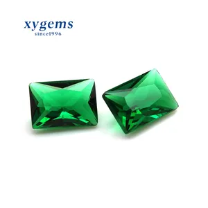 7*9mm Baguette Shape Loose Faceted Glass Gems in Emerald Green Color