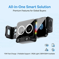 Chargeur de voiture sans fil flexible 15W |   Capteur de verrouillage automatique à lumière RGB |   Support pliable pour téléphone et tablette |   Support de charge rapide à double bobine Z11