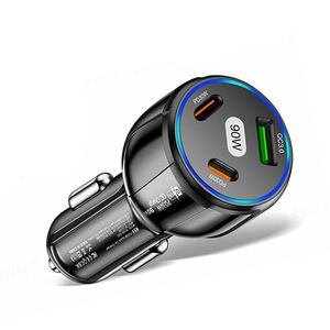 Автомобильное зарядное устройство 90 Вт с <span class=keywords><strong>3</strong></span> портами (двойной PD 30 Вт, QC3.0 USB Type-C) с LED-дисплеем, защитой OTP/OVP, из огнестойкого материала, для телефонов и наушников - Product Image 1