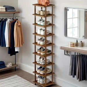 9-Tier Bamboo <b>Shoe</b> <b>Rack</b>, Tall and Narrow Vertical <b>Storage</b> <b>Rack</b>, Entryway Corner Multi-Layer <b>Shoe</b> <b>Storage</b> <b>Rack</b>, Multi-Functional - Product Image 2