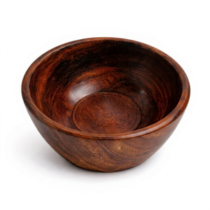 Bol en bois d'acacia naturel, bol de service en bois poli, vaisselle classique pour la cuisine et la salle à manger - Product Image 1