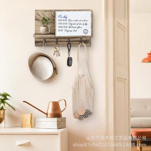 Wooden Wall Mounted Mail And Key Rack With <b>Hooks</b> Storage Organizer For Bedroom Clothes And Miscellaneous Items - Product Image 2