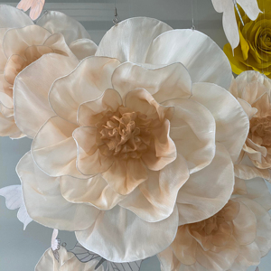 Fiori Giganti <span class=keywords><strong>in</strong></span> Organza con <span class=keywords><strong>Farfalle</strong></span>, Fiori Grandi Fatti a Mano per Sfondi Matrimoniali, Decorazioni per Eventi e Feste, Esposizione per Negozi al Dettaglio - Product Image 2