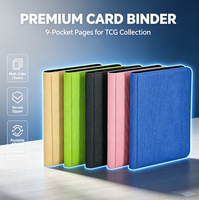 Classeur de rangement pour cartes TCG en PU imperméable, style fermeture éclair, couleur unie, à neuf compartiments, pour jeux de cartes, best-seller