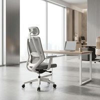 Chaise de bureau à dossier haut en maille avec base en aluminium, multi-positions réglables pour le personnel d'entreprise