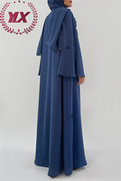 Couleur unie Kaftan islamique robe arabe vêtements femmes marocaines robe musulmane Bule crêpe turc tunique Dubai robe Abaya