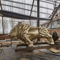Estatua de Bronce de Toro de Wall Street a Tamaño Real, Fundición por Cera Perdida, Escultura de Metal para Jardín Exterior, Producto de Artesanía en Latón