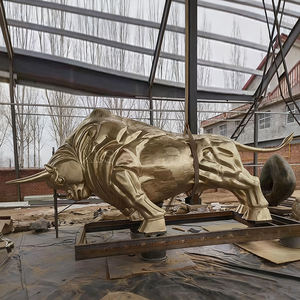 Statue de taureau de Wall Street grandeur nature en <span class=keywords><strong>bronze</strong></span>, sculpture d'animal en laiton pour jardin extérieur, produit artisanal en métal - Product Image 4