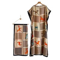 Robe longue ample en polyester imprimée élégante pour femme, grande taille, sans manches, style boubou kaftan musulman, collection Printemps 2026, transfrontalière, africaine