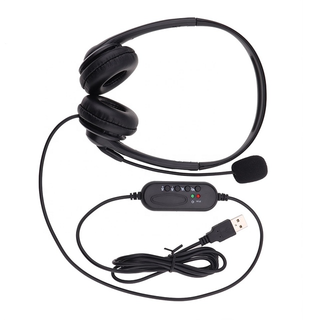 USB Wired Headset With Microphone Over Ear Computer Headphone Volume Control Noise Reduction for PC Laptop Skype