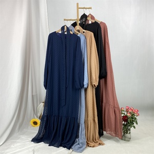 Modest Women Dress Dot Chiffon With Full Lining Muslim Islamic Women Dubai <b>Abaya</b> Dress Fashion 2025 6294# - Product Image 6