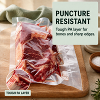 Sacs sous vide personnalisés imprimés, durables, en nylon PA PE composite, 160 microns, pochettes thermoscellables, pour supermarché, stockage alimentaire, viande fraîche