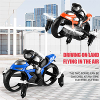 2.4Ghz Rc Moto Volante Mini 4 Axies Terre Et Air Amphibie 2 En 1 Télécommande Moto Jouet Pour Enfants