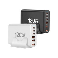 Cargador GaN Tech de 6 Puertos y 120W USB C PD de Carga Rápida, Tipo-C PD 650W USB-A QC3.0, Cargador GaN para MacBook, Laptop, Escritorio, HUB