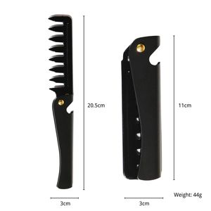Peine de Metal para Barba de dientes anchos negros superventas, Etiqueta Privada, tamaño de bolsillo, <span class=keywords><strong>cepillo</strong></span> de dientes finos para Barba, peine profesional para hombres - Product Image 6