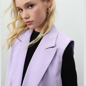 Épaulettes col de smoking personnalisées, Double boutonnage, bouton solide, <span class=keywords><strong>gilet</strong></span> <span class=keywords><strong>sans</strong></span> manches, <span class=keywords><strong>costume</strong></span> Long pour femmes - Product Image 4