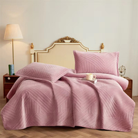 Couvre-lit matelassé en velours cristal d'hiver épaissi 3 pièces Couvre-lit en dentelle à volants Couvre-matelas Drap de lit