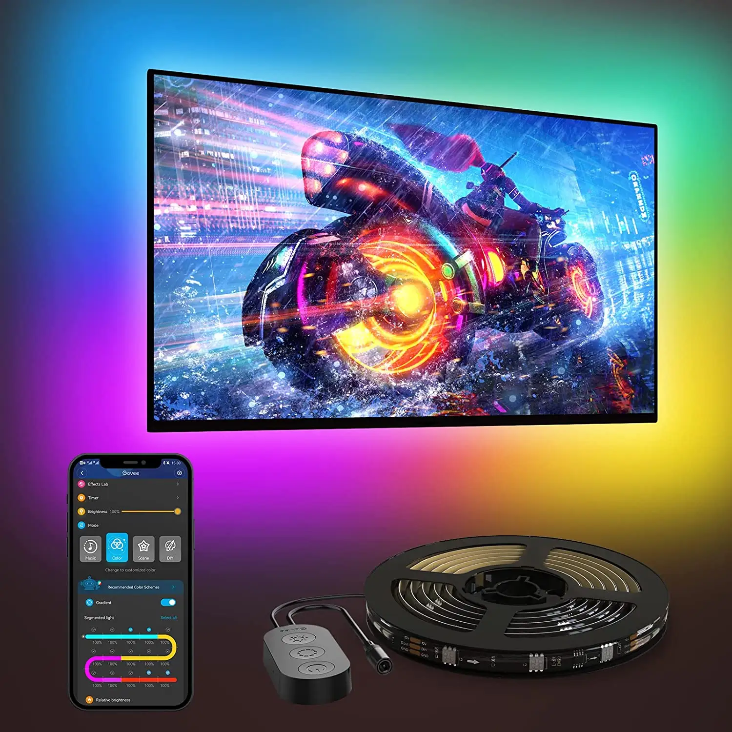 주변 TV LED 백라이트 알렉사 구글 와이파이 블루투스 App 제어 스마트 USB RGB 음악 빛 체인 Led TV 조명 LED 스트립 조명