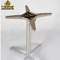 Nouvelle base de table pliante en alliage d'aluminium poli, empilable, à quatre étoiles, pour salle à manger, négociation, bistrot, avec plateau croisé pliable