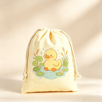 Pochette en toile écologique de qualité supérieure avec cordon de serrage, imprimé dessin animé, lavable en machine, sac réutilisable pour pique-nique, courses, usage promotionnel