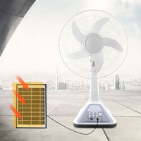 Ventilateur de table en plastique rechargeable 12V solaire/électrique de 16 pouces avec lumière LED et télécommande – Vente chaude