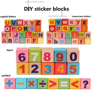 Trẻ em giáo dục Montessori bằng gỗ xếp chồng số khối gỗ Set đồ chơi khối xây dựng chữ cái Bảng chữ cái trẻ mới biết đi - Product Image 4