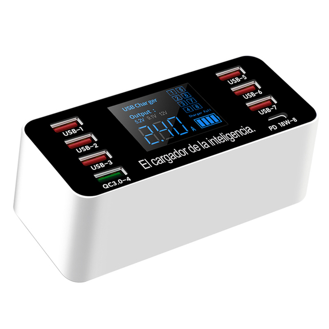 Multifunction High Power 60W 8-Ports Multiple Usb C Charger Mobile Phone Charging Station