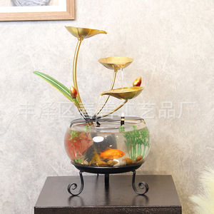 ของตกแต่งตู้ปลาแก้วทรงกลม พร้อมระบบน้ำไหลอัตโนมัติ สำหรับตกแต่งห้องนั่งเล่น ของขวัญตกแต่งบ้าน - Product Image 3
